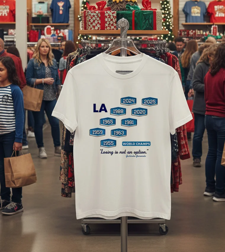 Los Angeles Baseball Nine Time World Champs Losing Is Not An Option White T Shirt 2