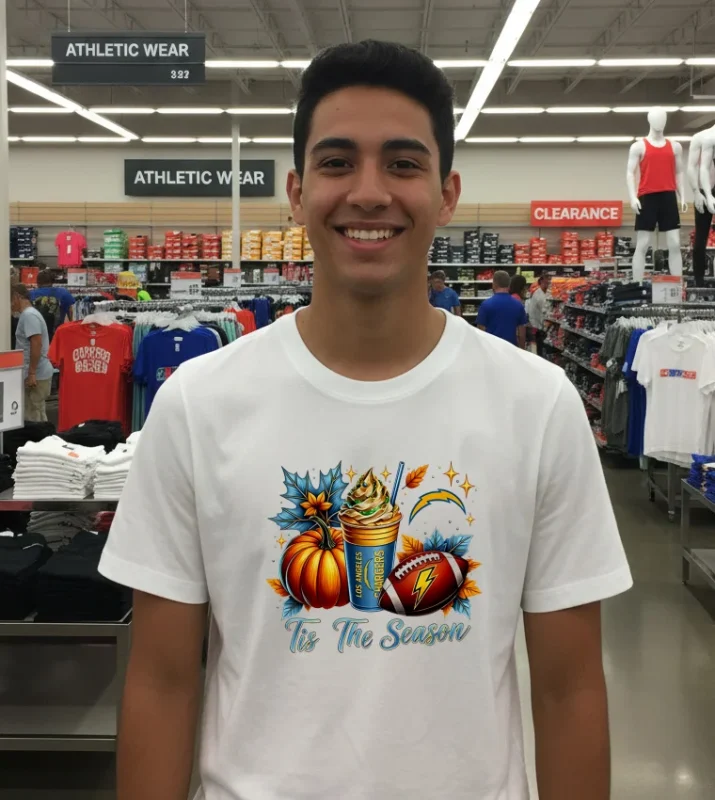 Los Angeles Chargers Tis The Season Halloween   White T Shirt