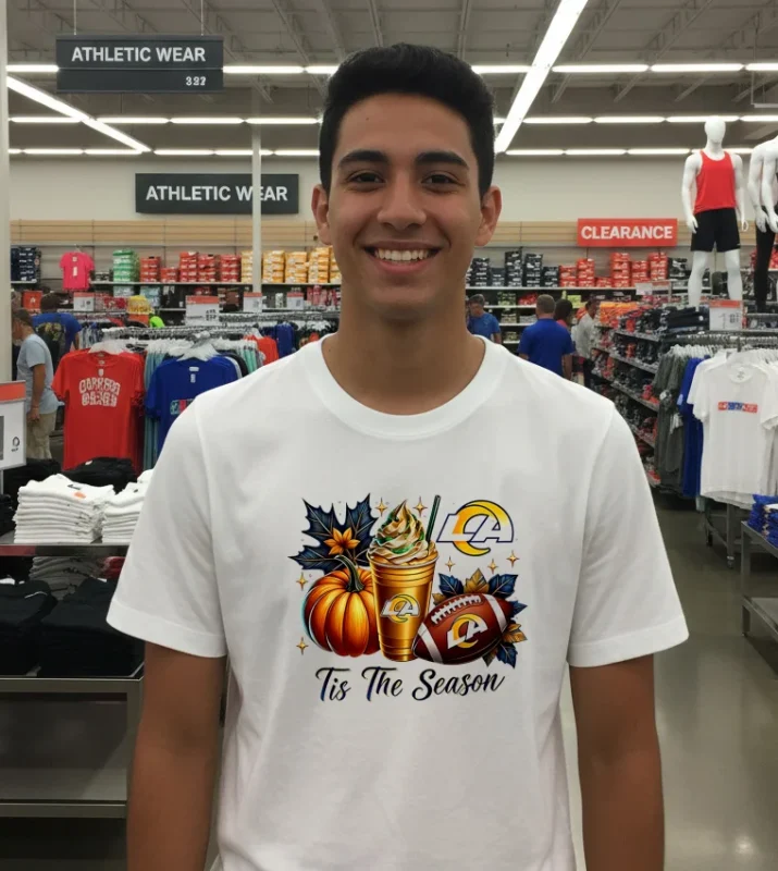 Los Angeles Rams Tis The Season Halloween   White T Shirt