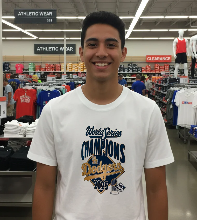 Men S Los Angeles Dodgers Steel 2025 World Series Champions Locker Room White T Shirt 1