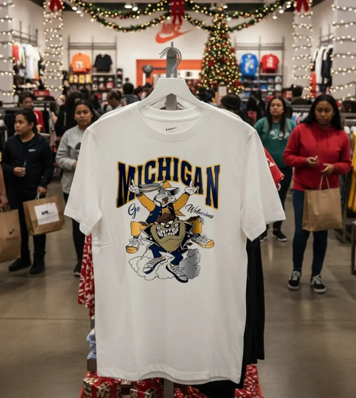 Michigan Go Wolverines Looney Tunes Bugs Bunny And Tasmanian Devil White T Shirt