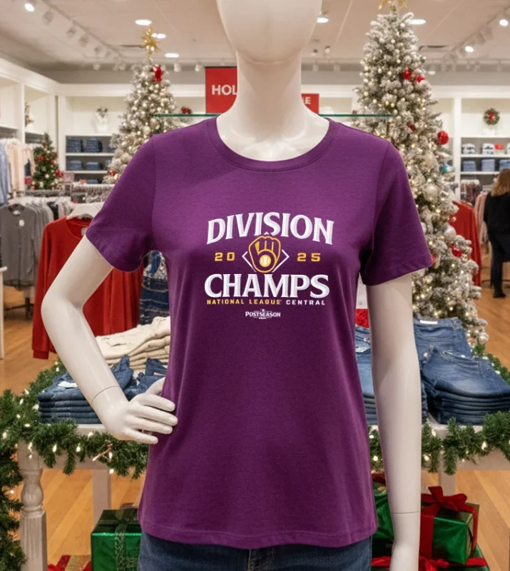 Milwaukee Brew 2025 National League Central Division Champs   Purple T Shirt