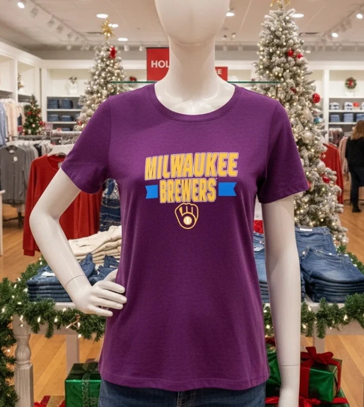 Milwaukee Brewers Fanatics Close Victory 2025   Purple T Shirt