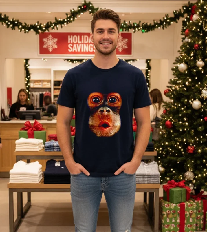 Monkey Meme   Navy T Shirt