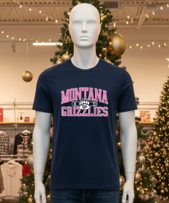Montana Grizzlies Football Think Pink Game Logo T   Black T Shirt