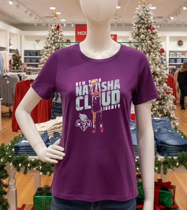 Natasha Cloud New York Liberty Slant Purple T Shirt