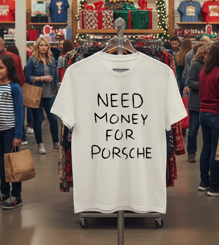 Need Money For Porsche Text - white-t-shirt Need Money For Porsche Text White T Shirt 2