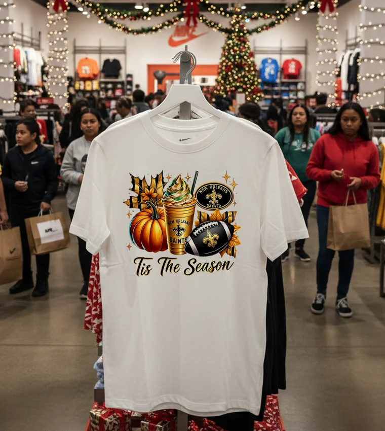 New Orleans Saints Tis The Season Halloween - white-t-shirt New Orleans Saints Tis The Season Halloween White T Shirt