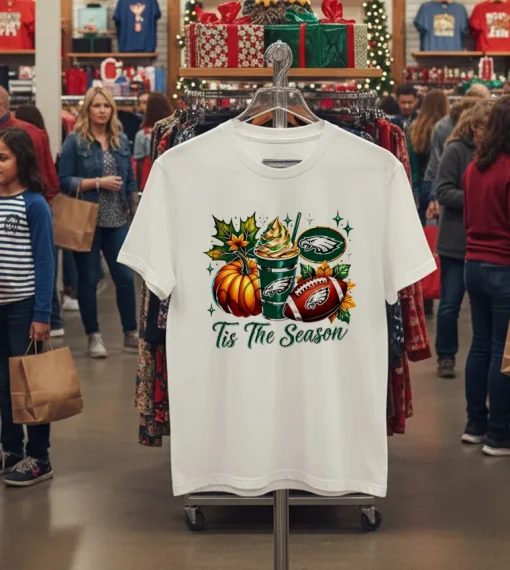 Philadelphia Eagles Tis The Season Halloween   White T Shirt