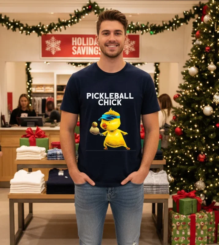 Pickle Ball Chick Player   Navy T Shirt
