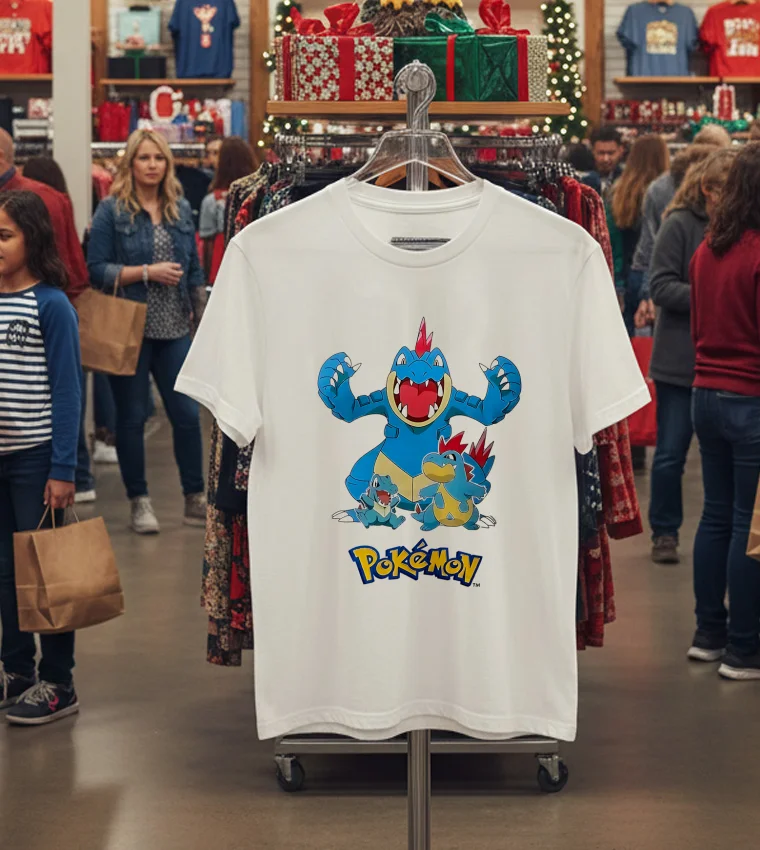 Pokémon Totodile Croconaw Feraligatr - white-t-shirt Pokémon Totodile Croconaw Feraligatr White T Shirt