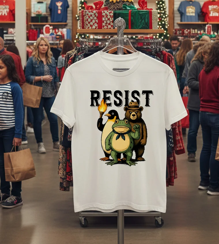 Resist Penguin Frog Bear Sublimation - white-t-shirt Resist Penguin Frog Bear Sublimation White T Shirt 1