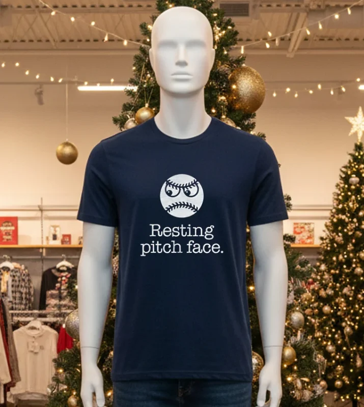 Resting Pitch Face Ball Baseball   Black T Shirt