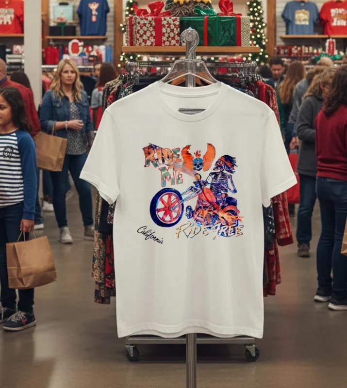 Ride Me Ride Free California Skeleton White T Shirt