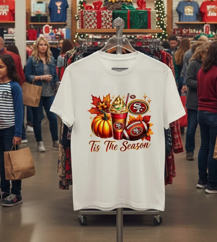 San Francisco 49Ers Tis The Season Halloween   White T Shirt