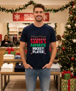 Santa s Favorite Ice Hockey Player Christmas American style t-shirt