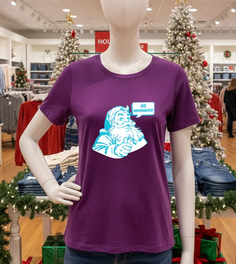 Seattle Mariners Santa Claus Go Mariners - purple-t-shirt Seattle Mariners Santa Claus Go Mariners Purple T Shirt