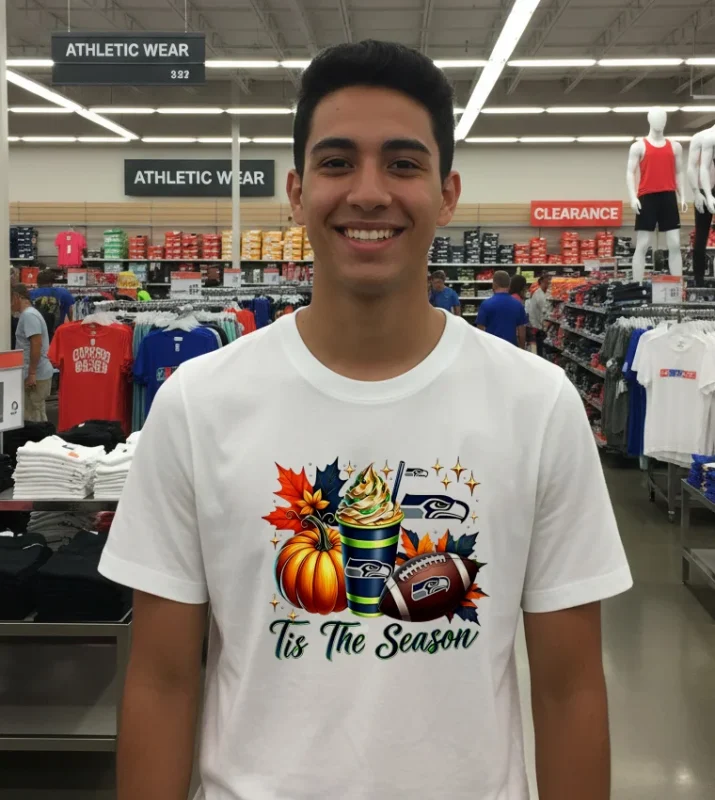 Seattle Seahawks Tis The Season Halloween   White T Shirt