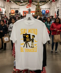 Stay Weird Skeleton Be Yourself halloween American style t-shirt