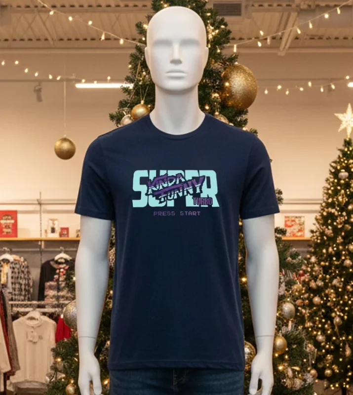 Super Kinda Funny Turbo Press Start T   Black T Shirt