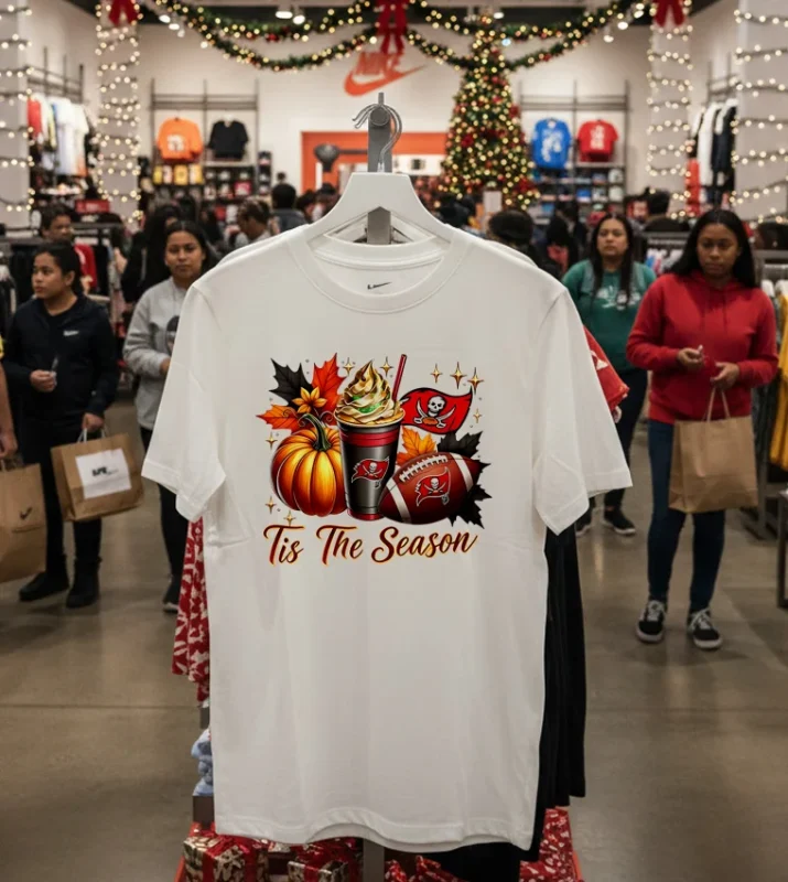 Tampa Bay Buccaneers Tis The Season Halloween   White T Shirt