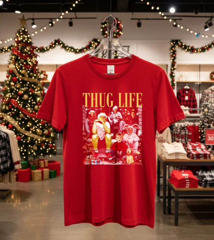 Thug Life Christmas Friends Christmas Movies   Red T Shirt