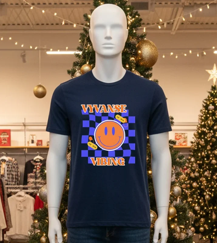 Vyvanse Vibing Smile Funny   Black T Shirt