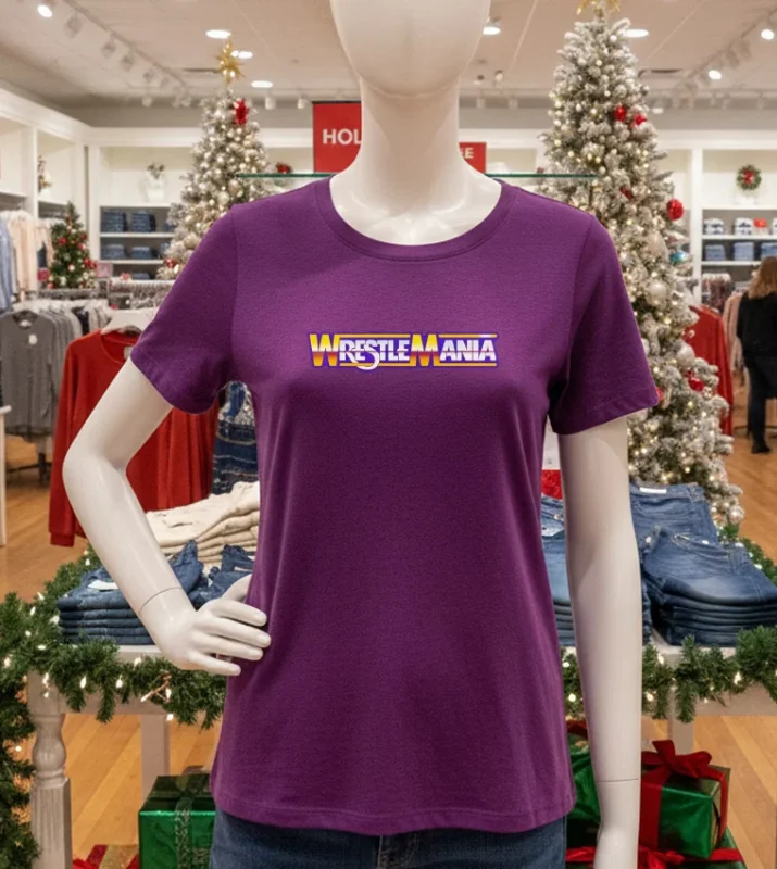 Wrestlemania Logo Design   Purple T Shirt