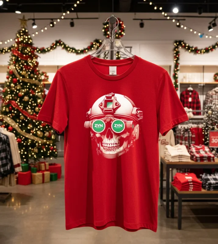 Zyn Special Forces Operator Skull   Red T Shirt